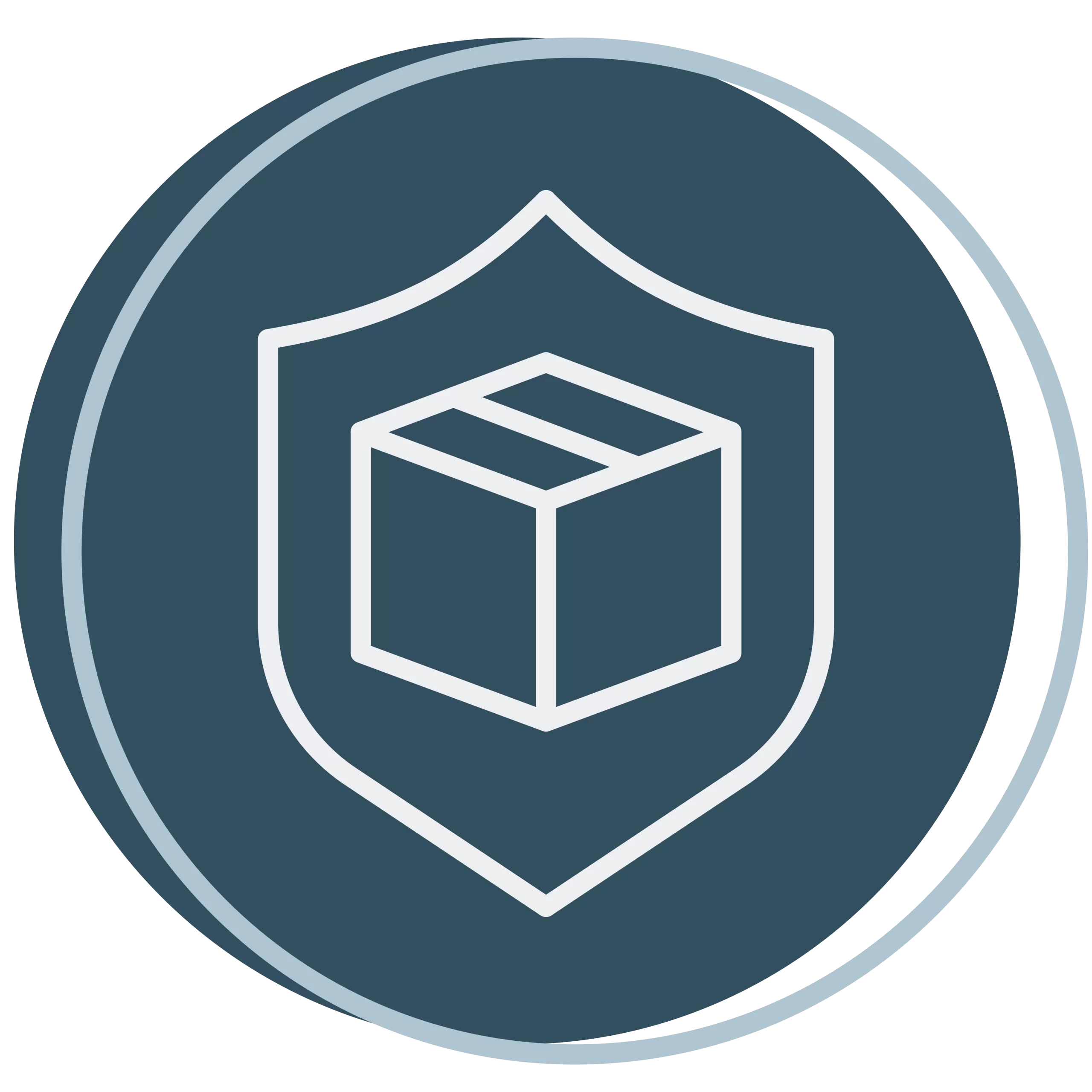 Icon of a white shield with a box inside on a dark background, suggesting security or protection for packages.