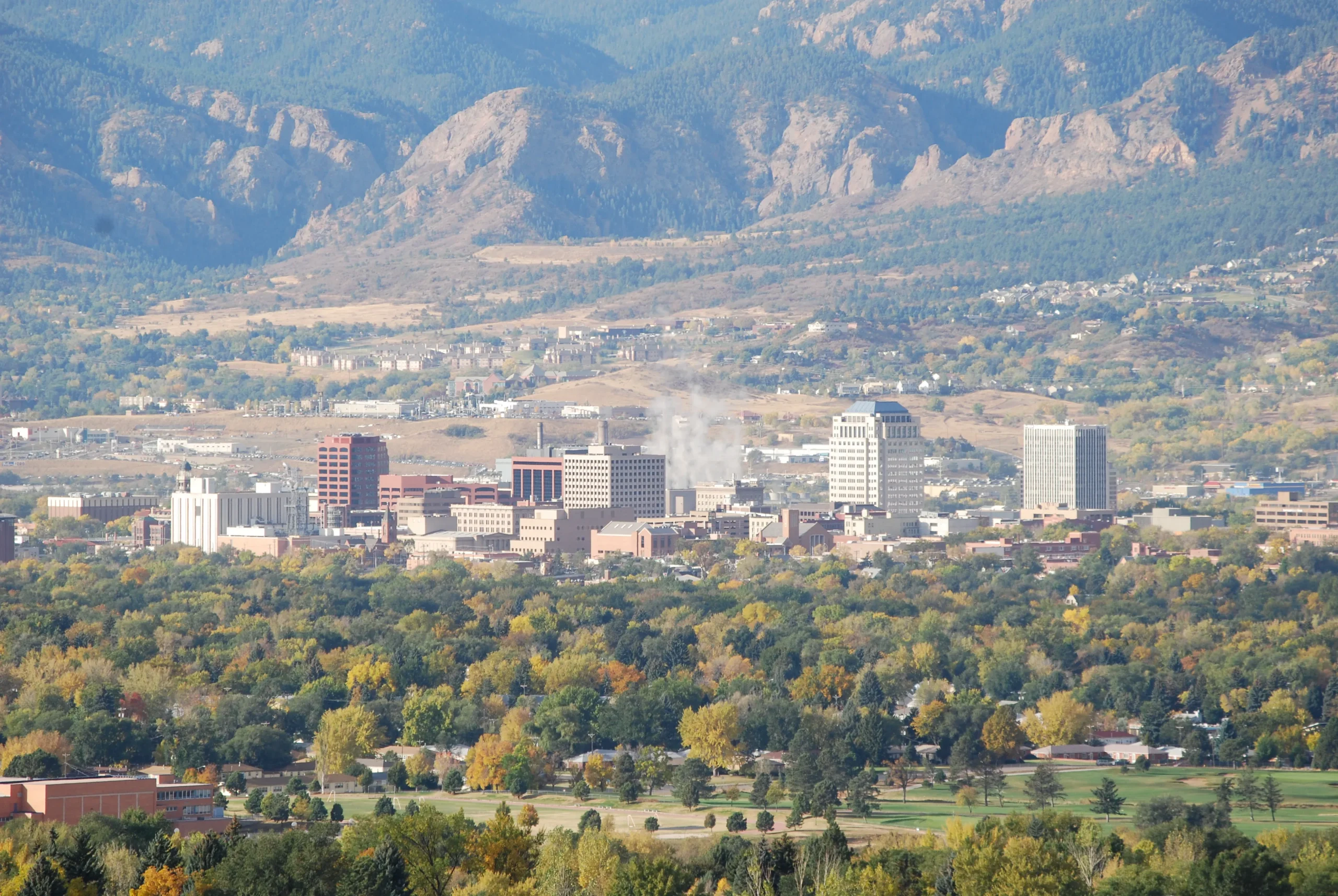 Aerial view of Colorado Springs, CO