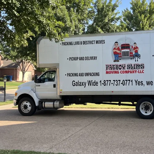 Fatboy Slims Moving Company truck parked and ready for a move.