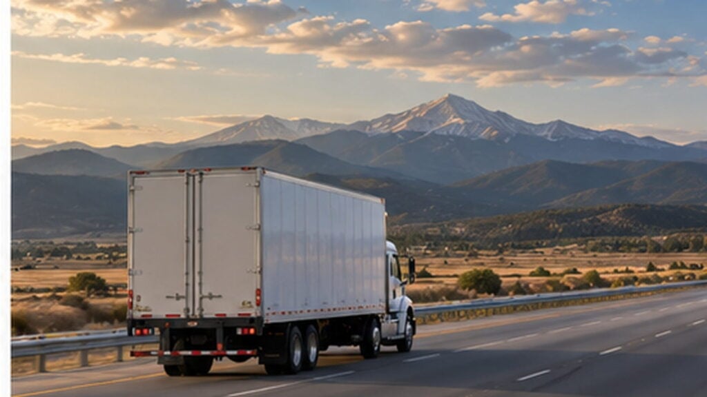Moving truck on the interstate for a long-distance move from Colorado Springs